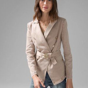 NEW WHITE HOUSE BLACK MARKET PRET NOVELTY BUTTON STUDIO BLAZER JACKET